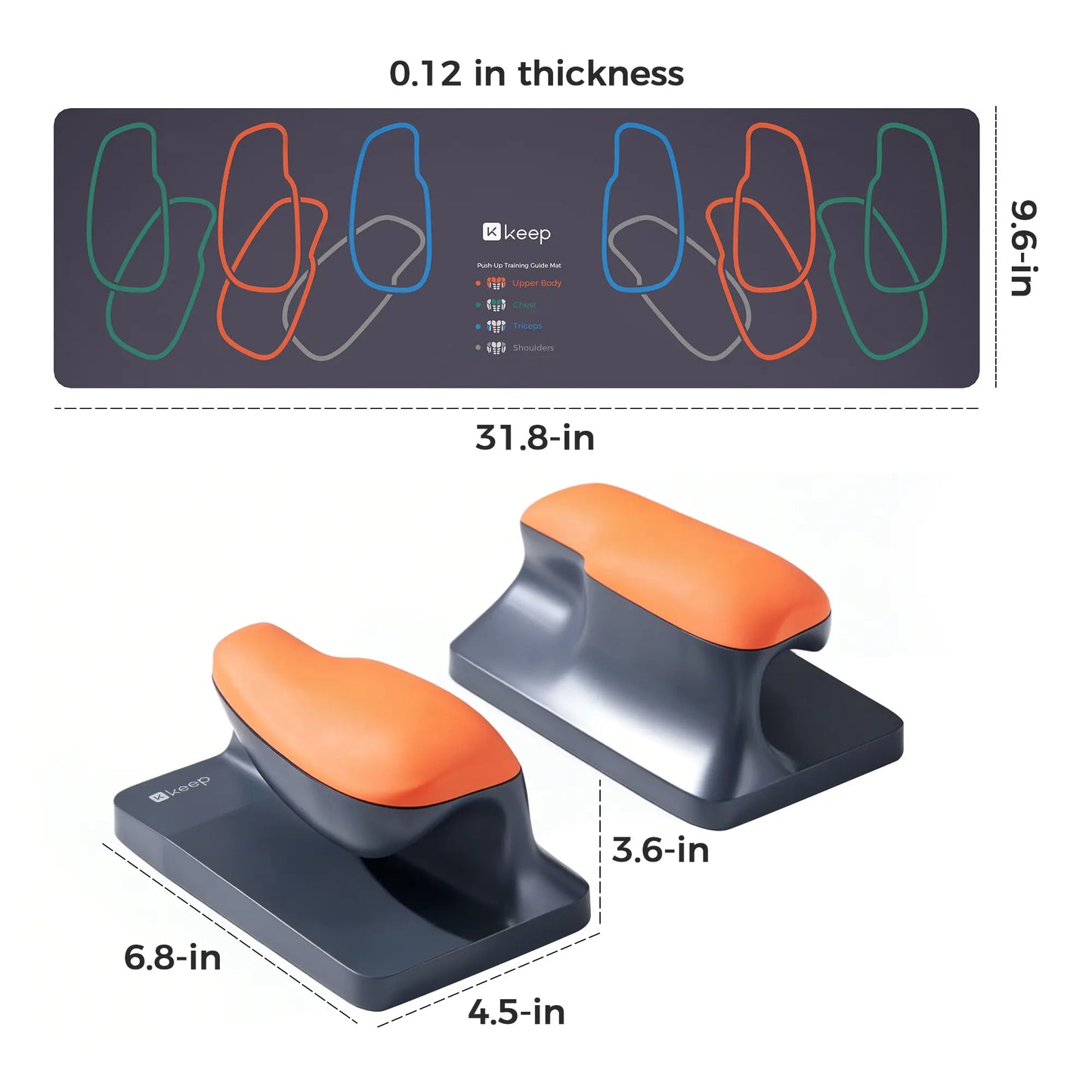 Keep Ergonomic Push-Up Stands with Training Mat Set| Reduces Wrist Pain | 3.6" Elevation | 25% Better Grip | 20% Higher Capacity | Perfect Home Gym