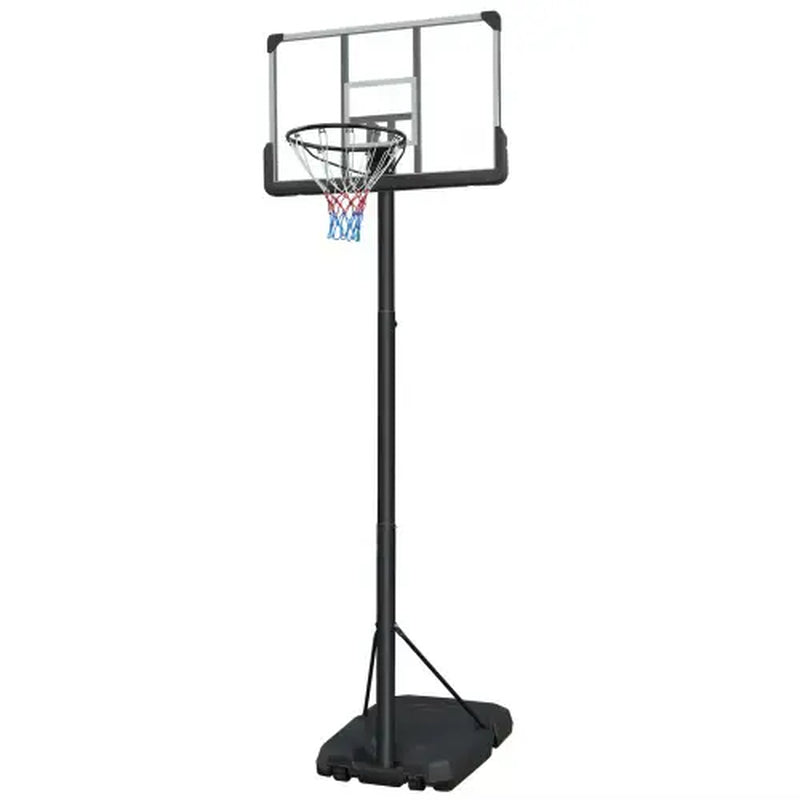 【Gym Stuff 】Height Adjustable Portable Basketball Hoop with Wheels, 44-Inch Backboard, Sturdy Base, Rust-Proof, Suitable for Outdoor Play by Children and Adults.