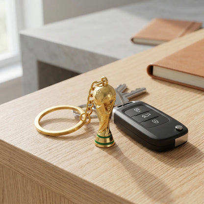 Soccer Trophy & Football Keychain Set – Premium Sports Fan Collectible, Metal Key Ring Accessories
