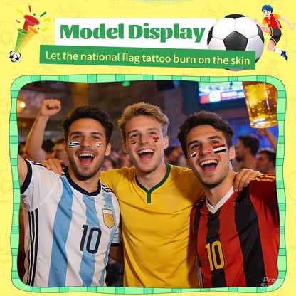 2026 Soccer Season Match Day Fan Supplies Waterproof Temporary 48 Nations Flag Face Tattoos 10Pcs per Country or 48Pcs Mixed Party Stickers