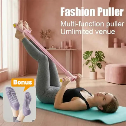 Multifunctional Tension Rope, 4-Tube Elastic Yoga Pedal Tension Belt, Natural Latex Tension Rope Fitness Equipment, Rubber,Mother'S Day Gifts