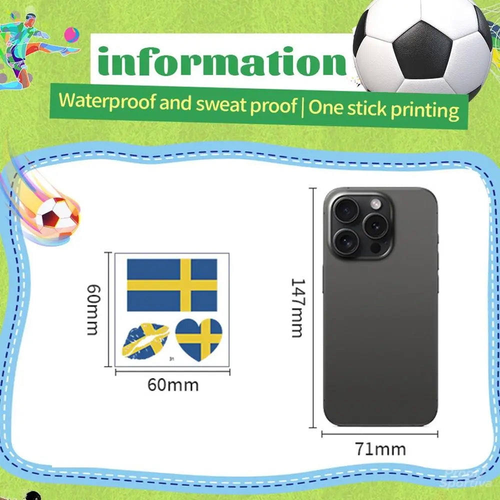 2026 Soccer Season Match Day Fan Supplies Waterproof Temporary 48 Nations Flag Face Tattoos 10Pcs per Country or 48Pcs Mixed Party Stickers