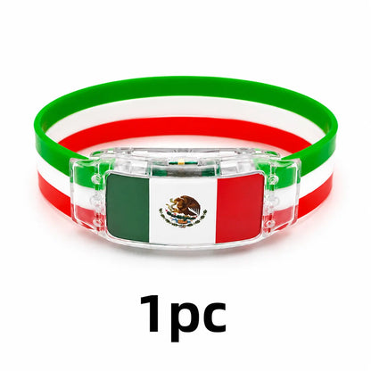 2026 Mexico Soccer Fan Gear Flag LED Wristband Must-Have Fan Cheering Glowing White Light Panel Silicone Band Mexican Pride Heritage Accessory for Night Gameday Stadium Atmosphere Side Switch Ultimate Supporter Gift International Sports Event 2026 Gear