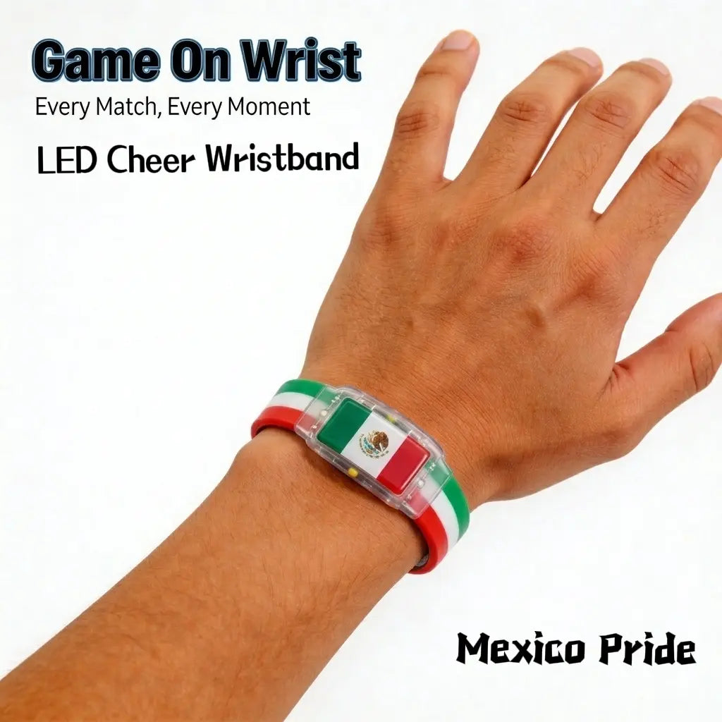 2026 Mexico Soccer Fan Gear Flag LED Wristband Must-Have Fan Cheering Glowing White Light Panel Silicone Band Mexican Pride Heritage Accessory for Night Gameday Stadium Atmosphere Side Switch Ultimate Supporter Gift International Sports Event 2026 Gear