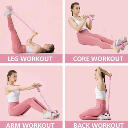 Multifunctional Tension Rope, 4-Tube Elastic Yoga Pedal Tension Belt, Natural Latex Tension Rope Fitness Equipment, Rubber,Mother'S Day Gifts