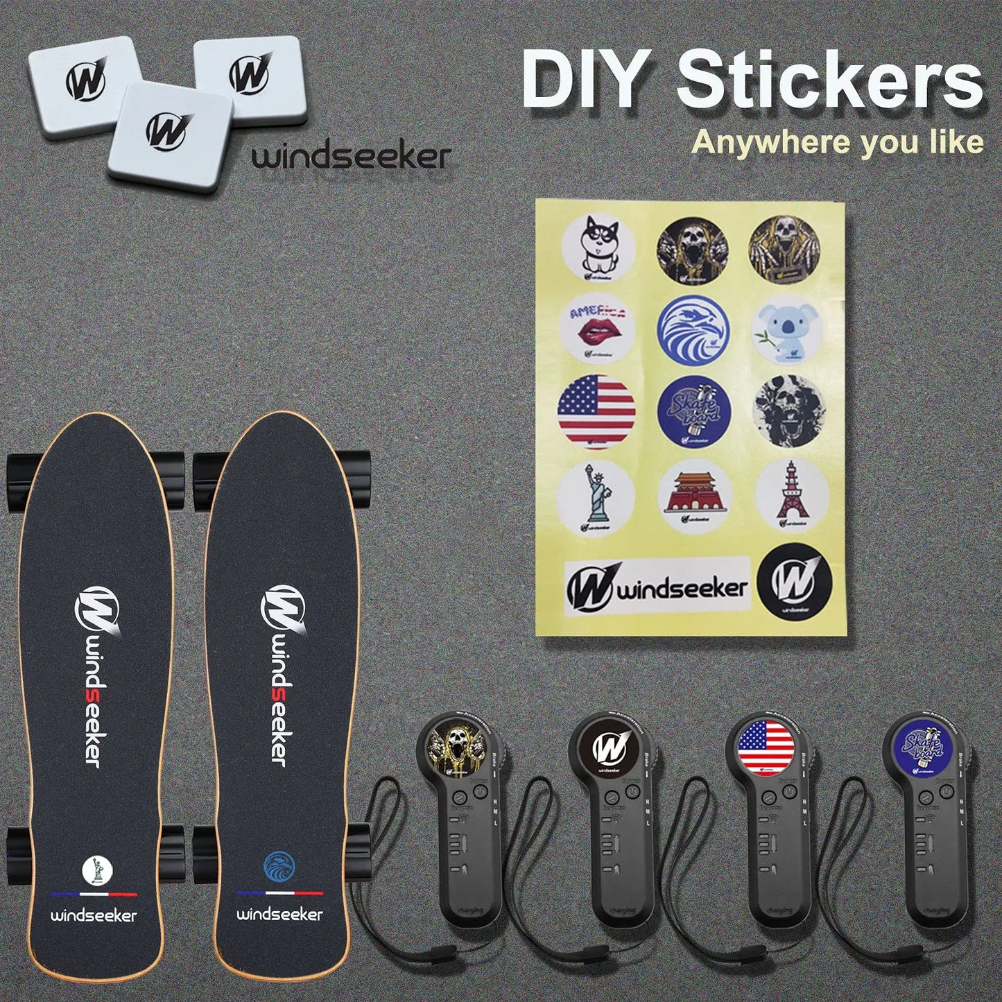 Windseeker Electric Skateboard, Mini Cruiser, Shortboard, Let Your Feet Be Free. 26-Inch Land Surfing Skateboard, 350W Brushless Motor, Top Speed 12.5 Mph, Maximum Load 155 Lbs, IP5 Waterproof, UL Certified, a Gift Suitable for Children and Teenagers.
