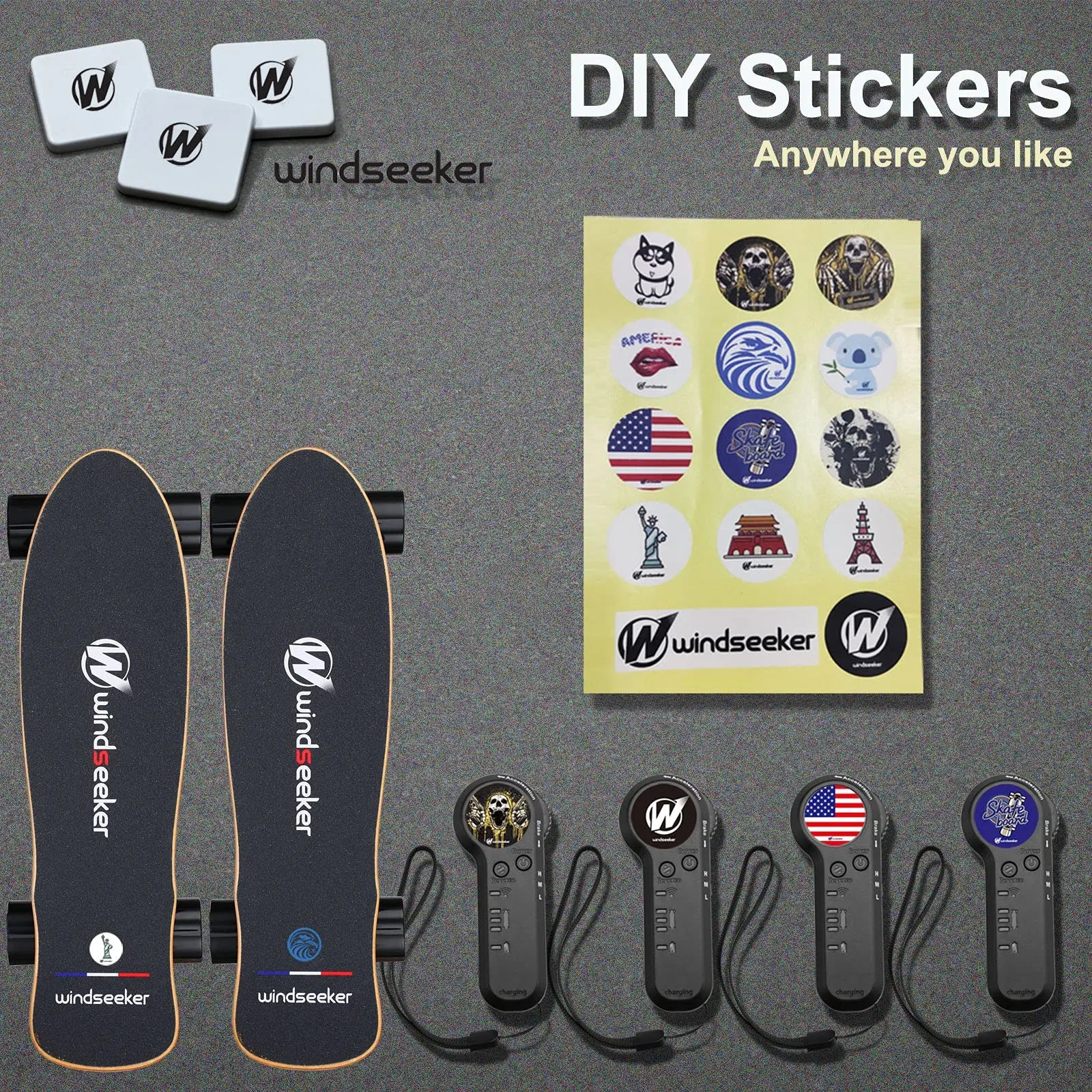 Windseeker Electric Skateboard, Mini Cruiser, Shortboard, Let Your Feet Be Free. 26-Inch Land Surfing Skateboard, 350W Brushless Motor, Top Speed 12.5 Mph, Maximum Load 155 Lbs, IP5 Waterproof, UL Certified, a Gift Suitable for Children and Teenagers.
