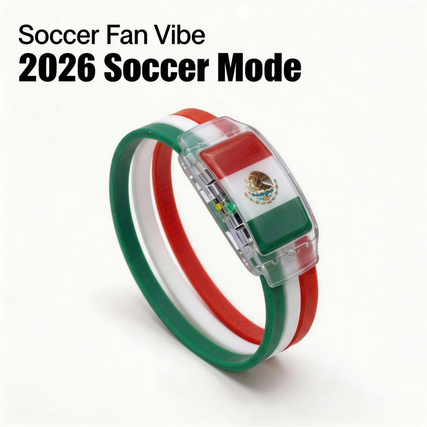 2026 Mexico Soccer Fan Gear Flag LED Wristband Must-Have Fan Cheering Glowing White Light Panel Silicone Band Mexican Pride Heritage Accessory for Night Gameday Stadium Atmosphere Side Switch Ultimate Supporter Gift International Sports Event 2026 Gear