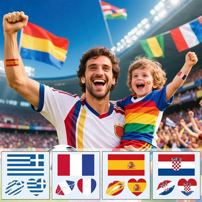 2026 Soccer Season Match Day Fan Supplies Waterproof Temporary 48 Nations Flag Face Tattoos 10Pcs per Country or 48Pcs Mixed Party Stickers