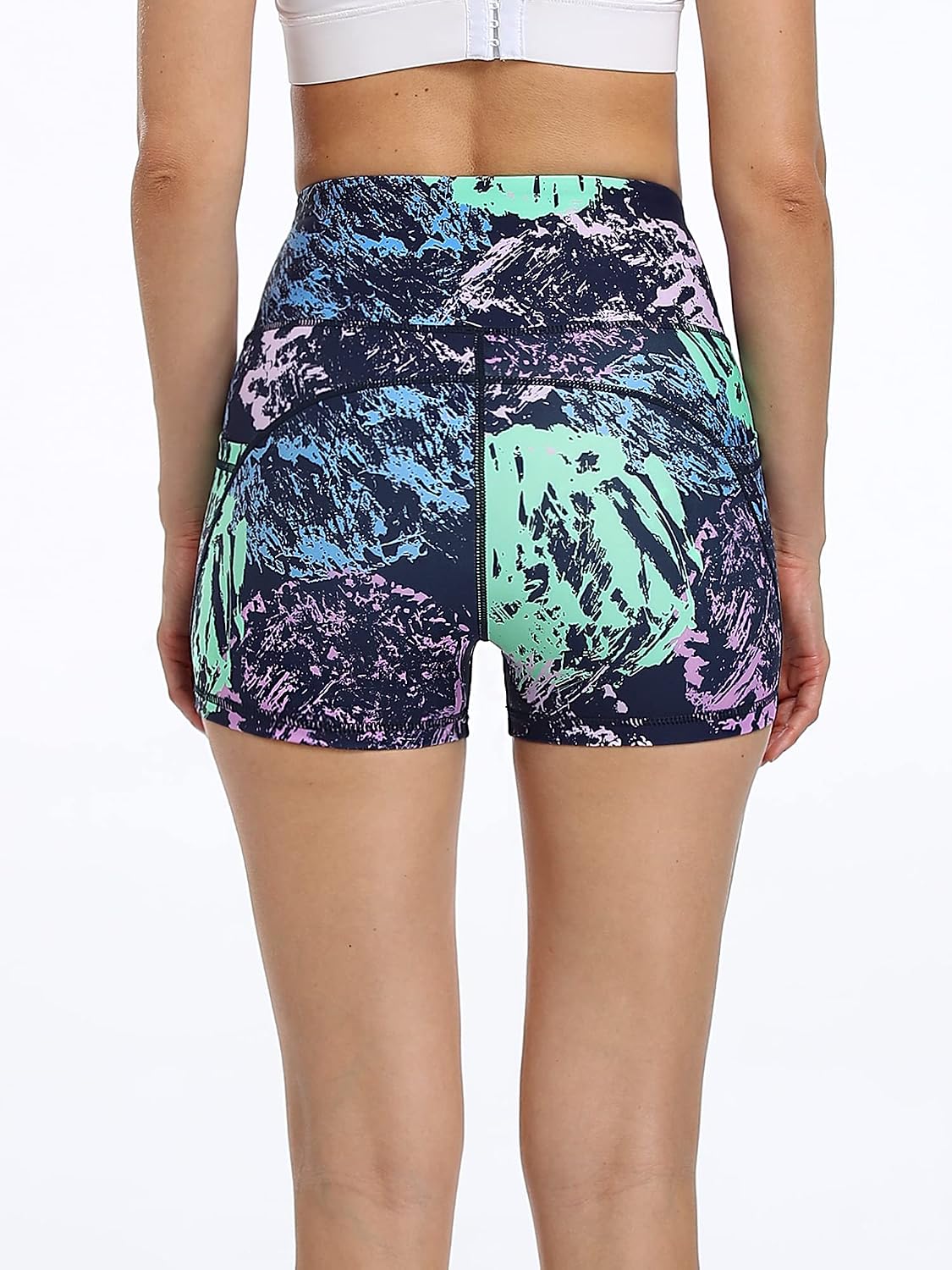 High Waist Athletic Shorts for Womens Yoga Fitness Running Shorts with Deep Pockets