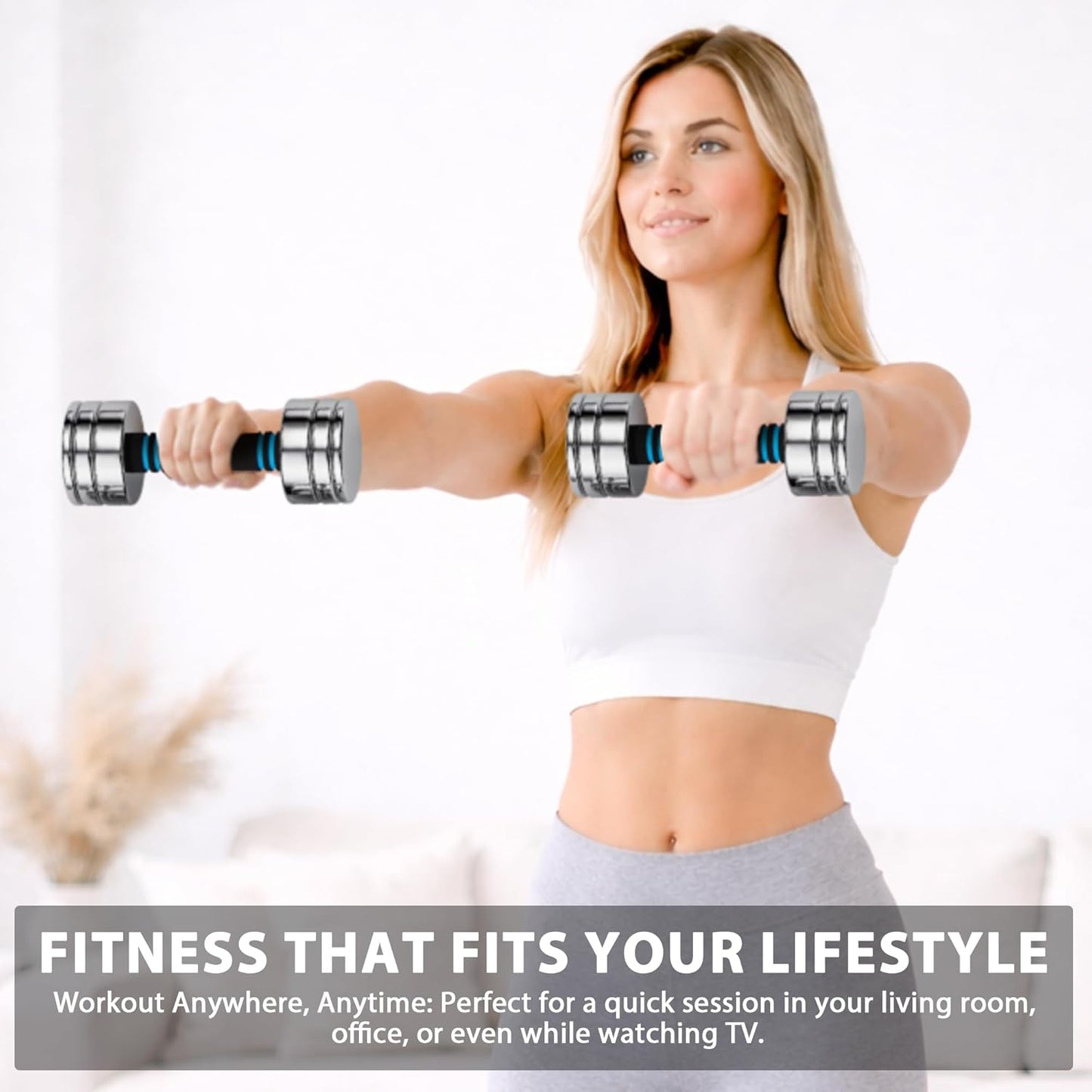 Steel Dumbbells Ultracompact & Adjustable Chrome Dumbbell with Foam Handles 5Lb 10Lb 15Lb 20Lb 30Lb 50Lb Home Gym Workout (Choice of Size)