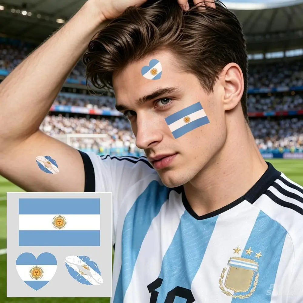2026 Soccer Season Match Day Fan Supplies Waterproof Temporary 48 Nations Flag Face Tattoos 10Pcs per Country or 48Pcs Mixed Party Stickers