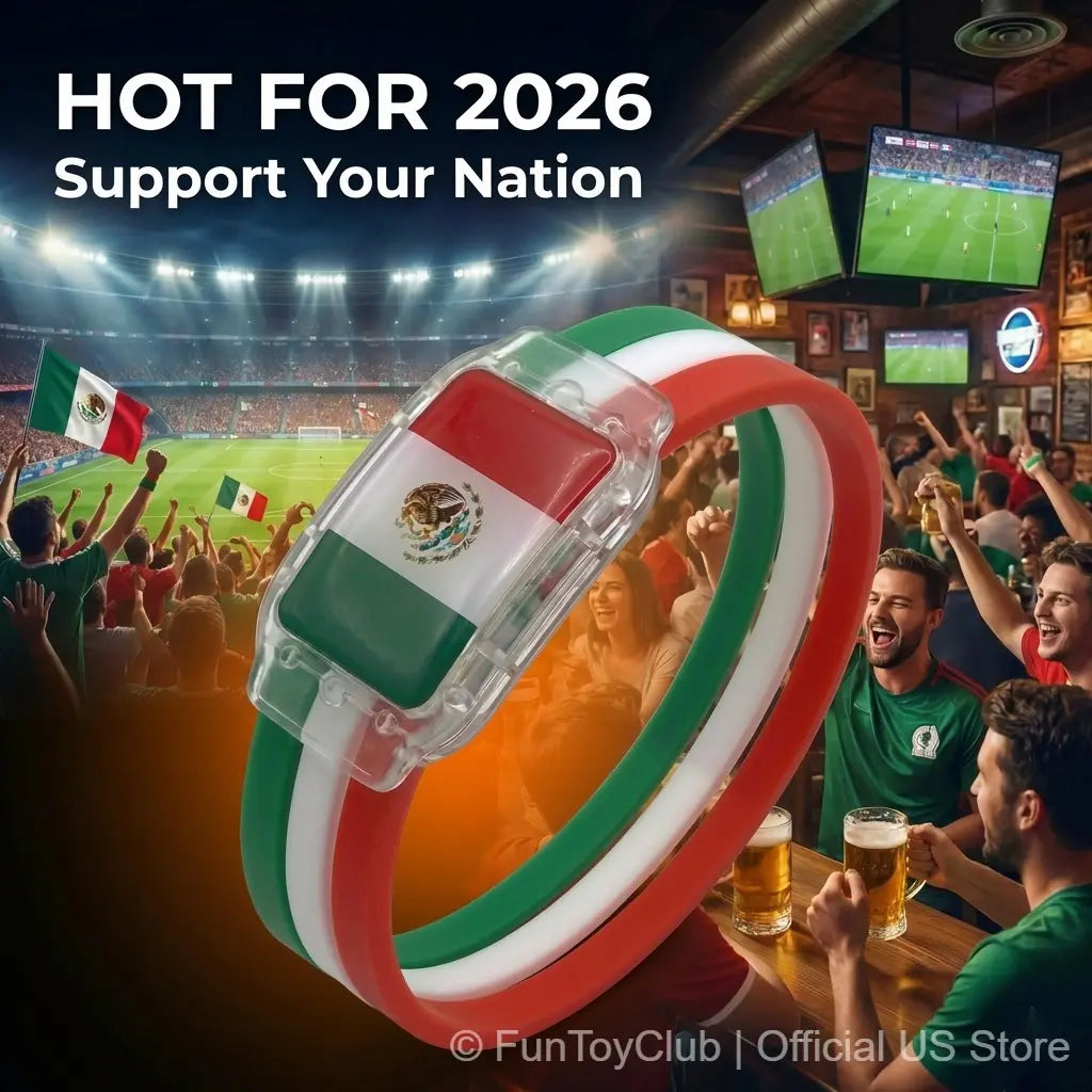 2026 Mexico Soccer Fan Gear Flag LED Wristband Must-Have Fan Cheering Glowing White Light Panel Silicone Band Mexican Pride Heritage Accessory for Night Gameday Stadium Atmosphere Side Switch Ultimate Supporter Gift International Sports Event 2026 Gear