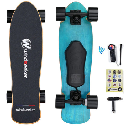 Windseeker Electric Skateboard, Mini Cruiser, Shortboard, Let Your Feet Be Free. 26-Inch Land Surfing Skateboard, 350W Brushless Motor, Top Speed 12.5 Mph, Maximum Load 155 Lbs, IP5 Waterproof, UL Certified, a Gift Suitable for Children and Teenagers.