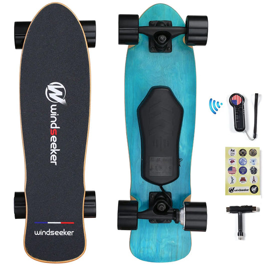 Windseeker Electric Skateboard, Mini Cruiser, Shortboard, Let Your Feet Be Free. 26-Inch Land Surfing Skateboard, 350W Brushless Motor, Top Speed 12.5 Mph, Maximum Load 155 Lbs, IP5 Waterproof, UL Certified, a Gift Suitable for Children and Teenagers.