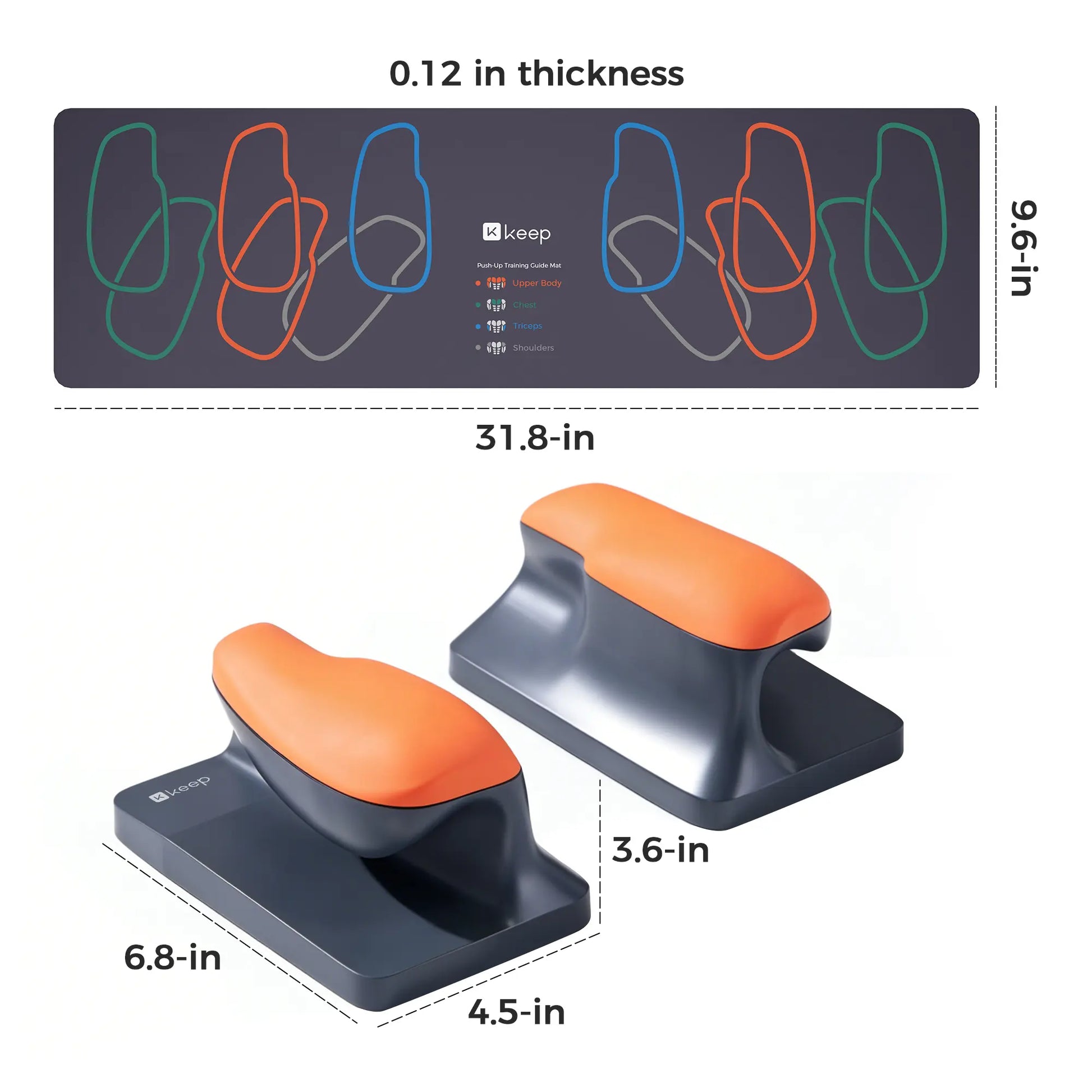 Keep Ergonomic Push-Up Stands with Training Mat Set| Reduces Wrist Pain | 3.6" Elevation | 25% Better Grip | 20% Higher Capacity | Perfect Home Gym