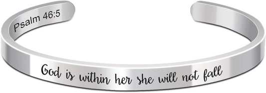 Christian Gifts for Women Inspirational Religious Bracelets for Women Her Girls Cuff Bangle Mens Bracelets Bible Verse Faith Baptism Gifts for Teenage Girls Mantra Quotes Engraved Jewelry