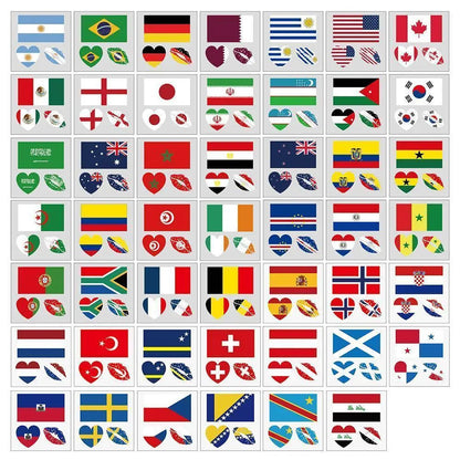 2026 Soccer Season Match Day Fan Supplies Waterproof Temporary 48 Nations Flag Face Tattoos 10Pcs per Country or 48Pcs Mixed Party Stickers