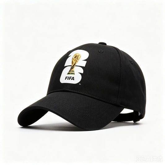 FIFA World Cup 2026 Hat Featuring the FIFA Trophy Silhouette—White/Green/Black Colorway. a Collector-Grade Fan Accessory, Baseball Cap, Victory Commemorative Hat, and Casual Team Cap—Ideal for Outdoor Sports.