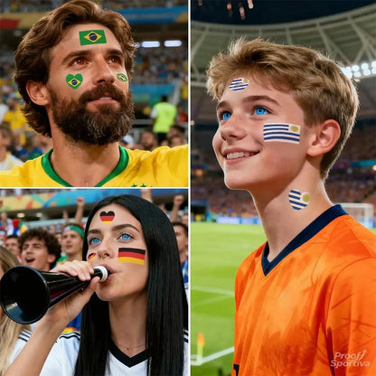 2026 Soccer Season Match Day Fan Supplies Waterproof Temporary 48 Nations Flag Face Tattoos 10Pcs per Country or 48Pcs Mixed Party Stickers