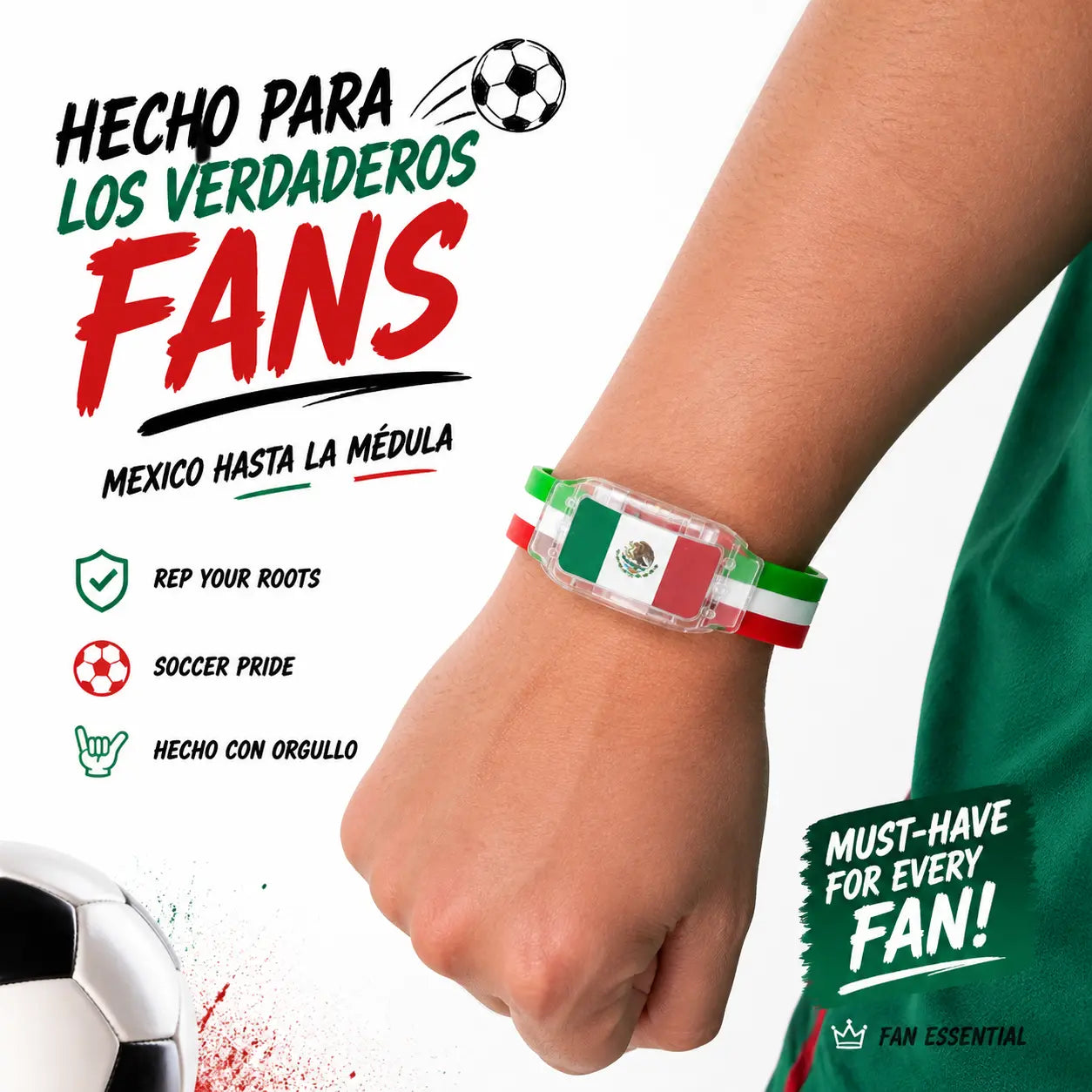 2026 Mexico Soccer Fan Gear Flag LED Wristband Must-Have Fan Cheering Glowing White Light Panel Silicone Band Mexican Pride Heritage Accessory for Night Gameday Stadium Atmosphere Side Switch Ultimate Supporter Gift International Sports Event 2026 Gear