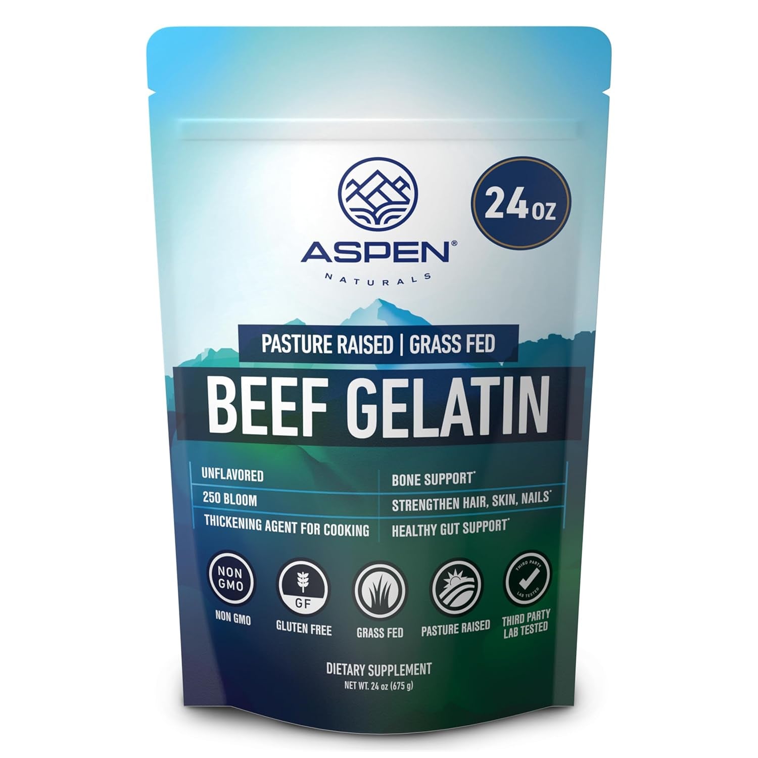 Beef Gelatin Powder Unflavored 24 Oz | Grass Fed, Pasture-Raised | Non-Gmo, Gluten-Free, Paleo-Friendly | Premium Culinary Gelatin | Cooking, Baking, Gummies, Marshmallows & More