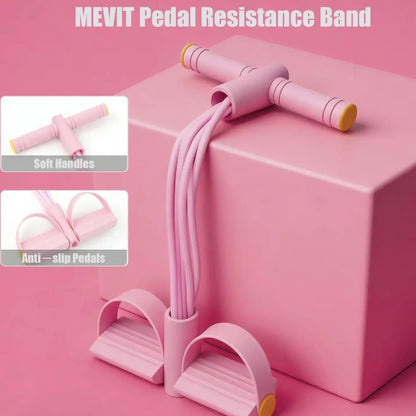 Multifunctional Tension Rope, 4-Tube Elastic Yoga Pedal Tension Belt, Natural Latex Tension Rope Fitness Equipment, Rubber,Mother'S Day Gifts