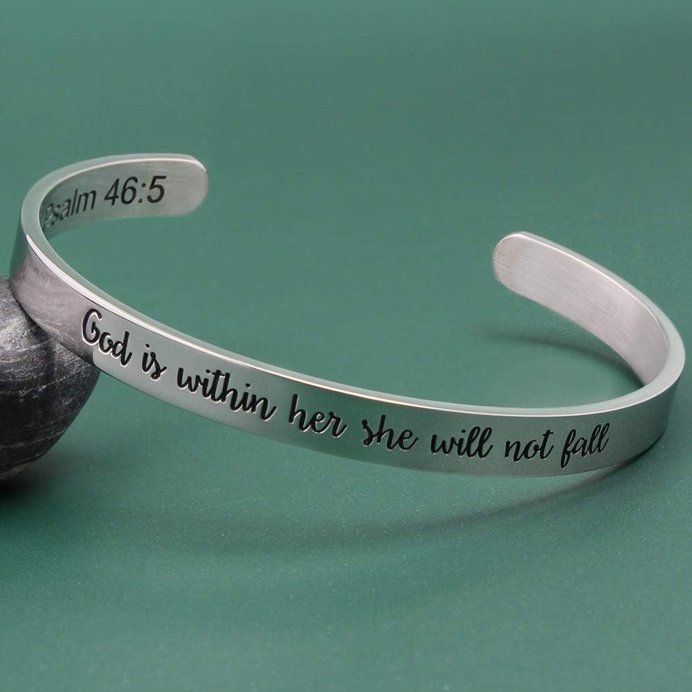 Christian Gifts for Women Inspirational Religious Bracelets for Women Her Girls Cuff Bangle Mens Bracelets Bible Verse Faith Baptism Gifts for Teenage Girls Mantra Quotes Engraved Jewelry