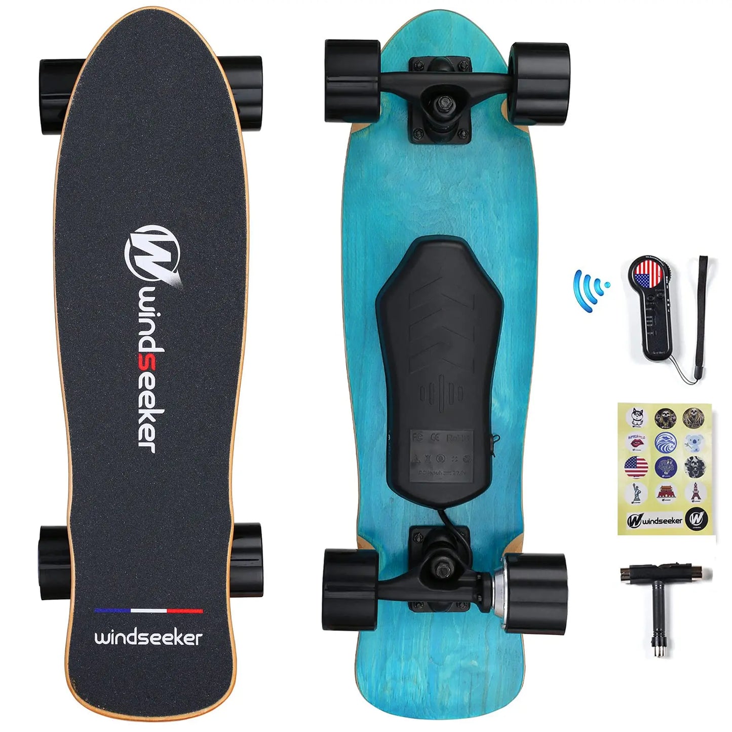 Windseeker Electric Skateboard, Mini Cruiser, Shortboard, Let Your Feet Be Free. 26-Inch Land Surfing Skateboard, 350W Brushless Motor, Top Speed 12.5 Mph, Maximum Load 155 Lbs, IP5 Waterproof, UL Certified, a Gift Suitable for Children and Teenagers.